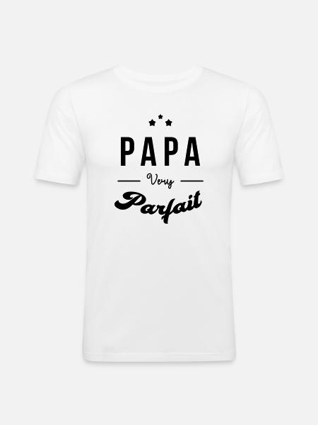 Papa - Fête des Pères - Anniversaire - Bébé - T-shirt près du corps Homme - blanc