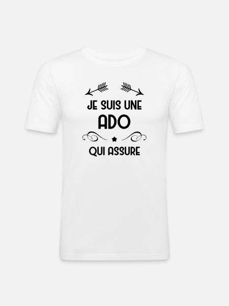 adolescent / enfant / ado / adolescente - T-shirt près du corps Homme - blanc