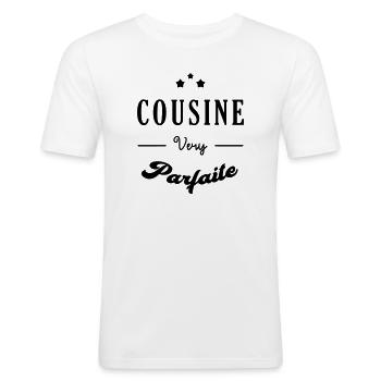 Onkel / Tante / Vetter / Cousin / Kusine - Männer Slim Fit T-Shirt - Weiß - Vorne - Nik (191cm)