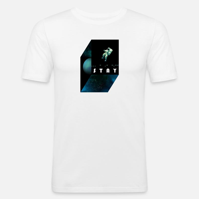 stay / morse code - Männer Slim Fit T-Shirt - Weiß