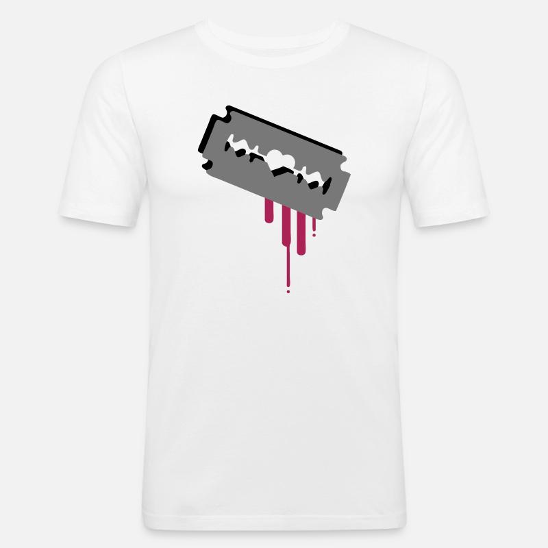 Rasierklinge mit Herz und Blut - Männer Slim Fit T-Shirt - Weiß