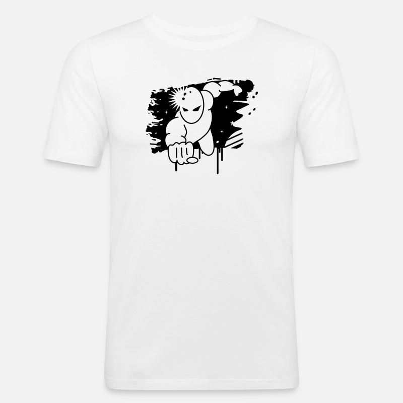 Superheld Graffiti - Männer Slim Fit T-Shirt - Weiß
