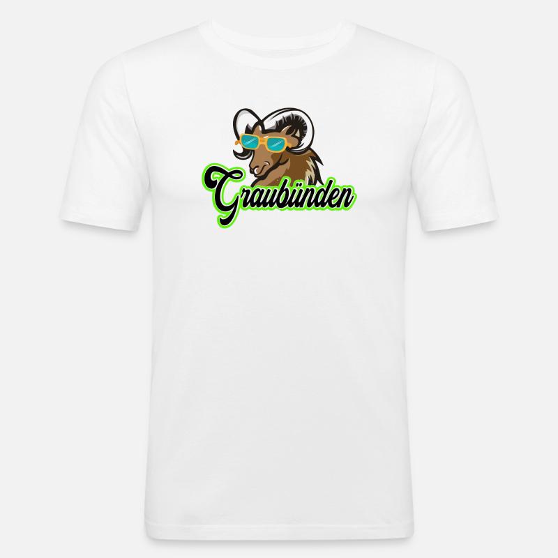 Graubünden Steinbock mit Sonnenbrille - Männer Slim Fit T-Shirt - Weiß