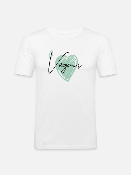 Végétalien - T-shirt près du corps Homme - blanc