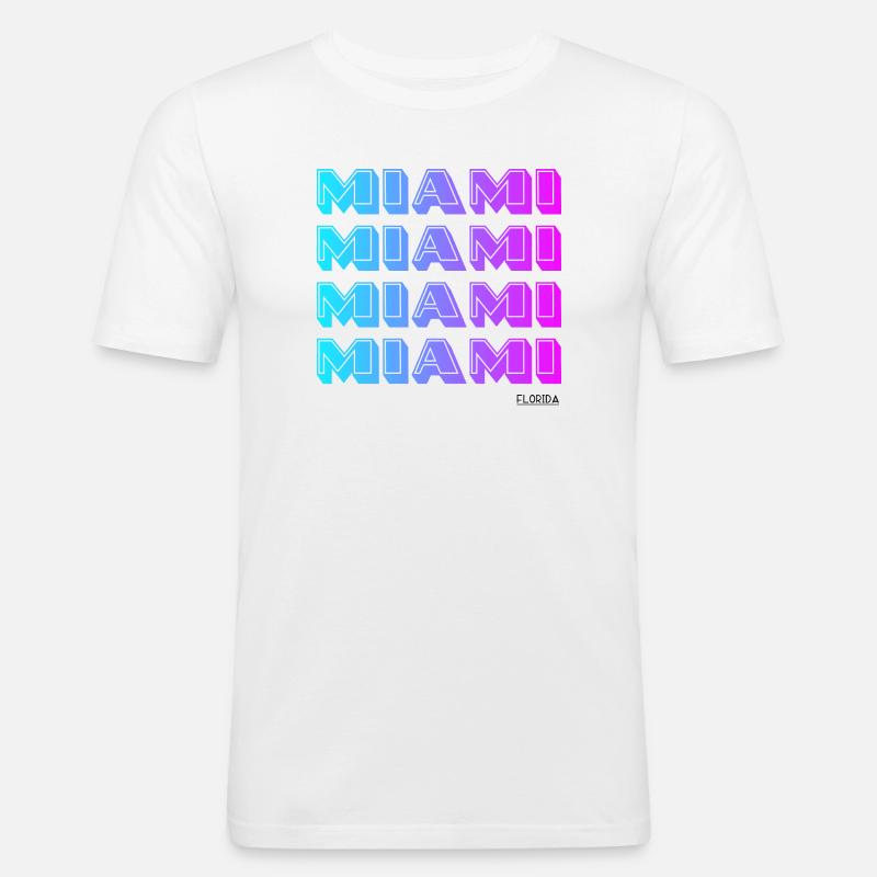 Miami Neon Gradient Muster - Männer Slim Fit T-Shirt - Weiß