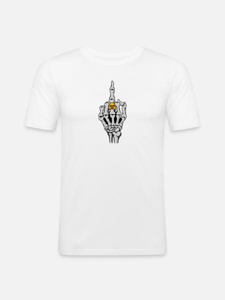 Rock rocker heavy metal hard rock skelet - Mannen slim fit T-shirt - wit