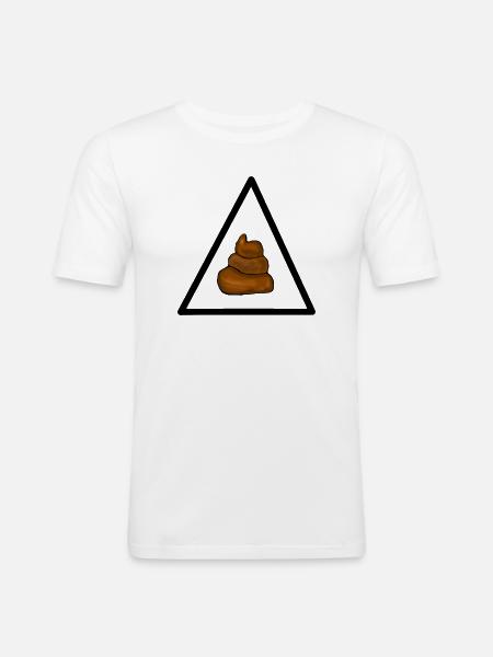 Warning shit, attention shit - Men's Slim Fit T-Shirt - white