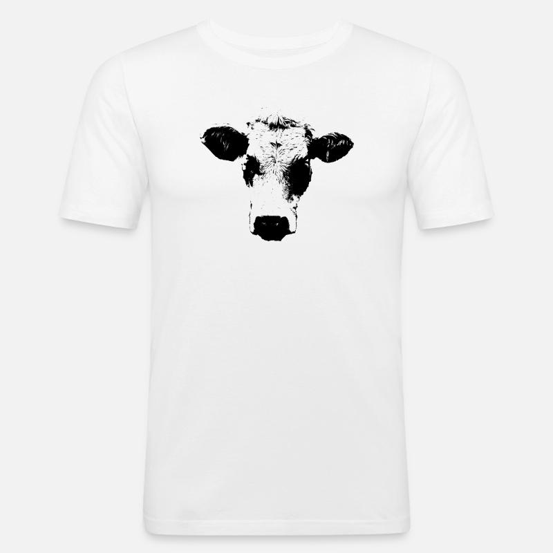 Kuh schwarz weiß Comic - Männer Slim Fit T-Shirt - Weiß