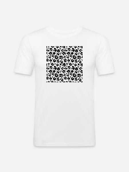 Pflegeleichter Animal-Print Schwarz-Weiß Muster - Männer Slim Fit T-Shirt - Weiß