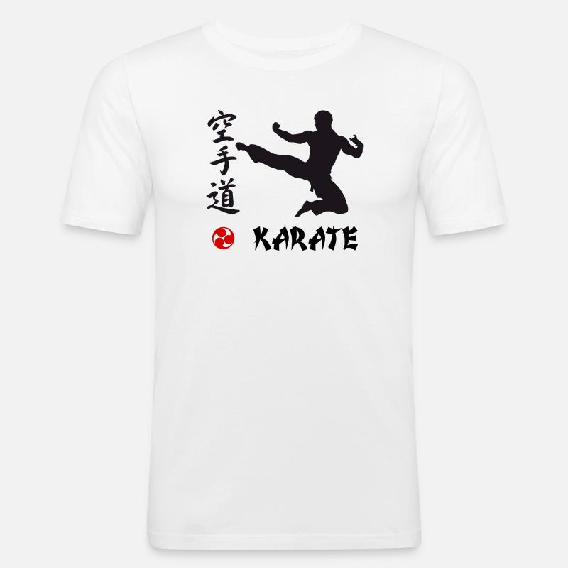 Karate schwarz - Männer Slim Fit T-Shirt - Weiß