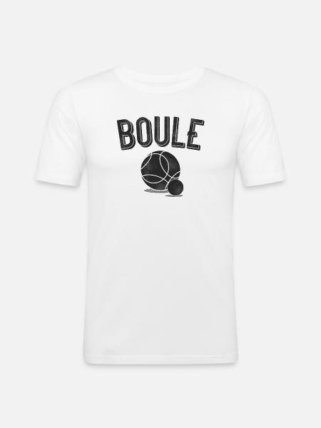 Boule with piggy petanque boules player - Men's Slim Fit T-Shirt - white