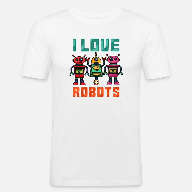 Roboter Robot - Männer Slim Fit T-Shirt - Weiß
