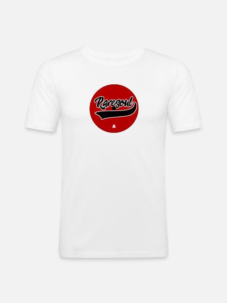 Rare Soul Vinyl Record Label Red Side A - Men's Slim Fit T-Shirt - white