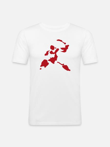 Blutspritzer Schwerkämpfer Krieger Figur - Männer Slim Fit T-Shirt - Weiß