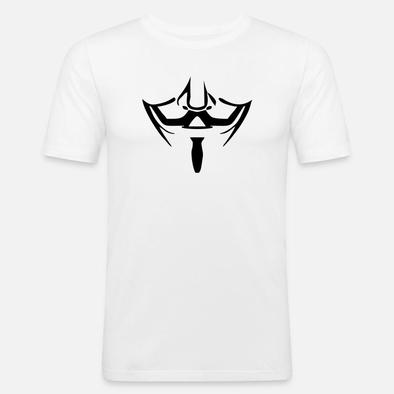 Anonymous Maske - Männer Slim Fit T-Shirt - Weiß