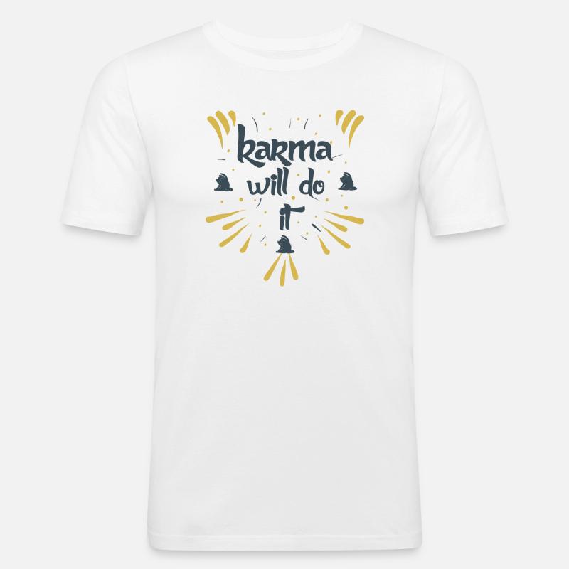 karma will do it kontiki - Männer Slim Fit T-Shirt - Weiß