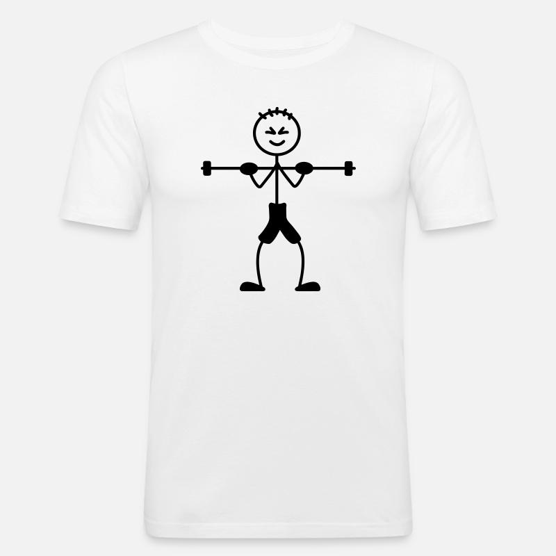 Krafttraining mit viel Gewicht - Männer Slim Fit T-Shirt - Weiß