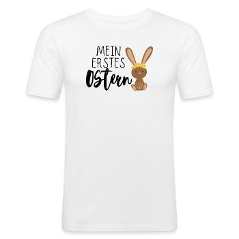 Mein erstes Ostern - Männer Slim Fit T-Shirt - Weiß - Vorne - Nik (191cm)