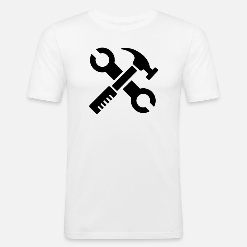 werkzeug tools symbol geschenk tischler Handwerker - Männer Slim Fit T-Shirt - Weiß