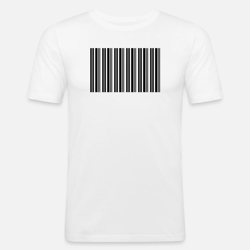 Barcode Strichcode Nerd IT Technik Design - Männer Slim Fit T-Shirt - Weiß