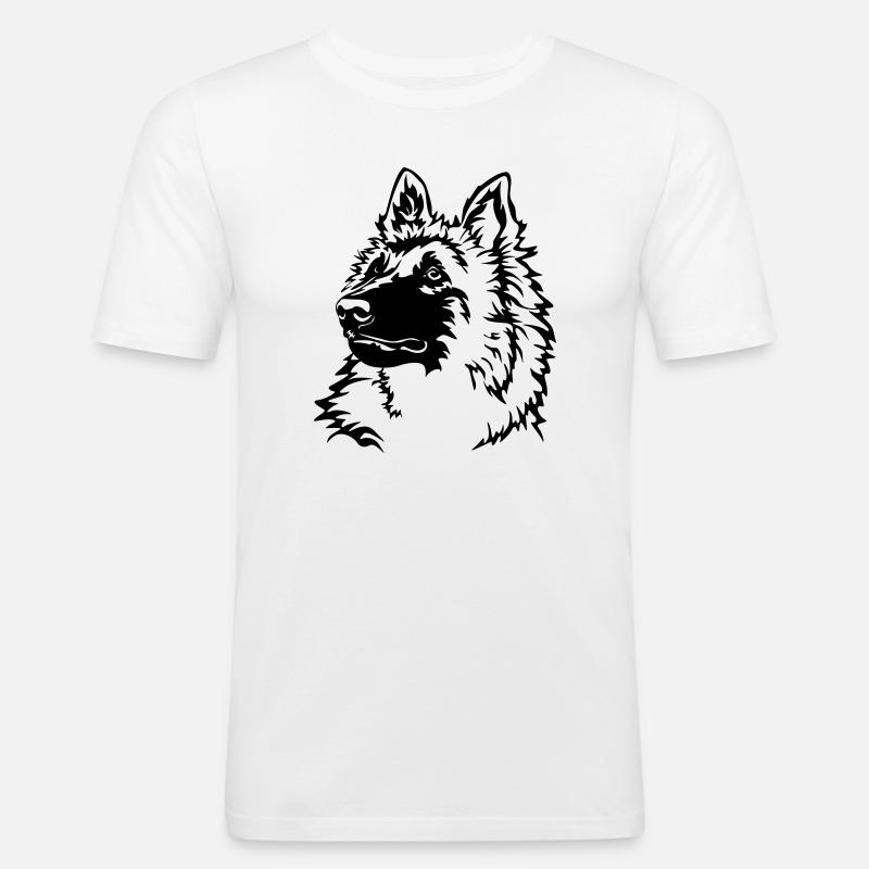 Tervuren Kopf - Männer Slim Fit T-Shirt - Weiß