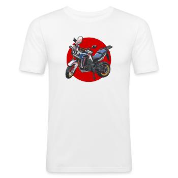 Africa Twin Enduro - japan tricolor - Männer Slim Fit T-Shirt - Weiß - Vorne - Nik (191cm)
