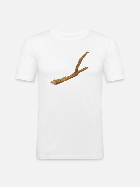 et stykke brudt gren af et træ - Herre Slim Fit T-Shirt - hvid