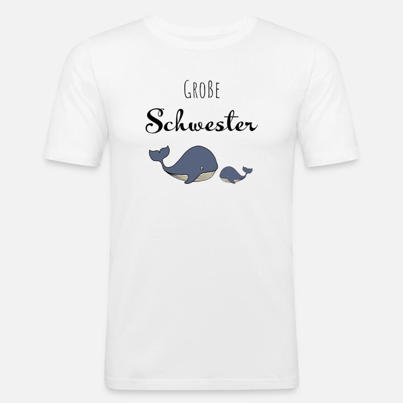 Große Schwester Wal - Männer Slim Fit T-Shirt - Weiß