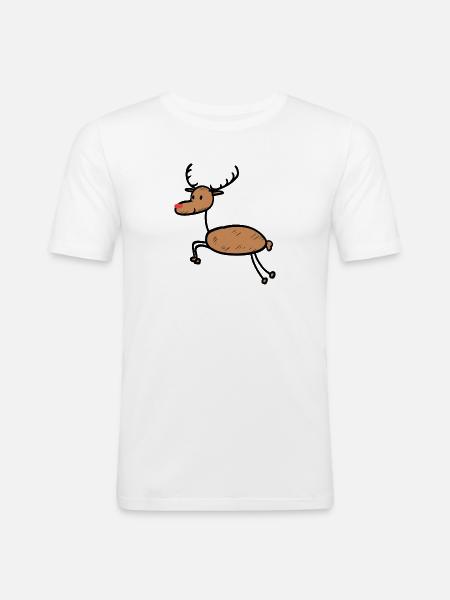 Funny reindeer Christmas - Men's Slim Fit T-Shirt - white
