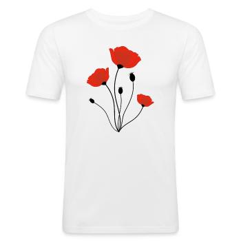 corn poppy - Men's Slim Fit T-Shirt - white - Front - Nik (191cm)