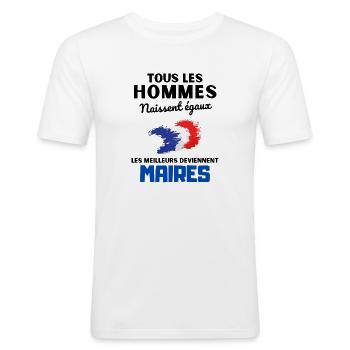 Les meilleurs deviennent maires - T-shirt près du corps Homme - blanc - Devant - Nik (191cm)