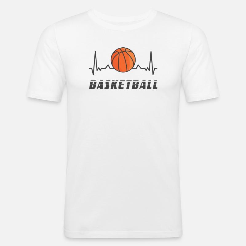 Basketball Herzfrequenz Design - Männer Slim Fit T-Shirt - Weiß