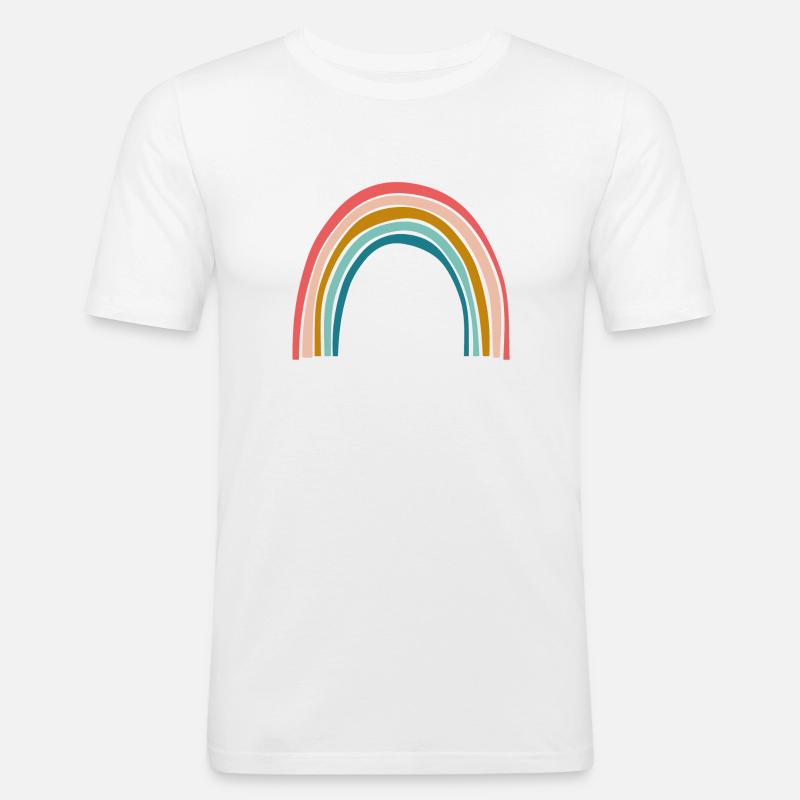 Pastell Regenbogenbogen - Männer Slim Fit T-Shirt - Weiß