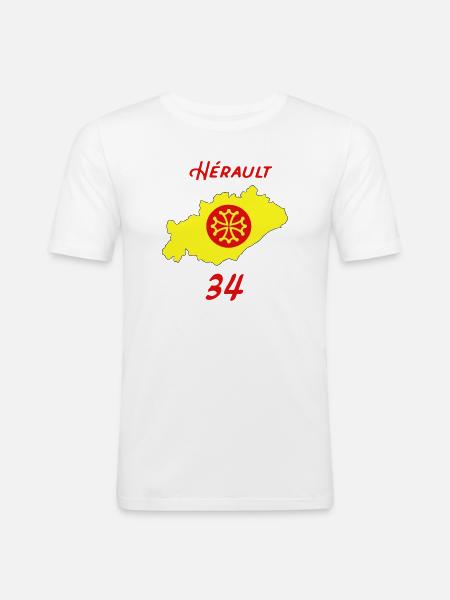 Hérault - T-shirt près du corps Homme - blanc