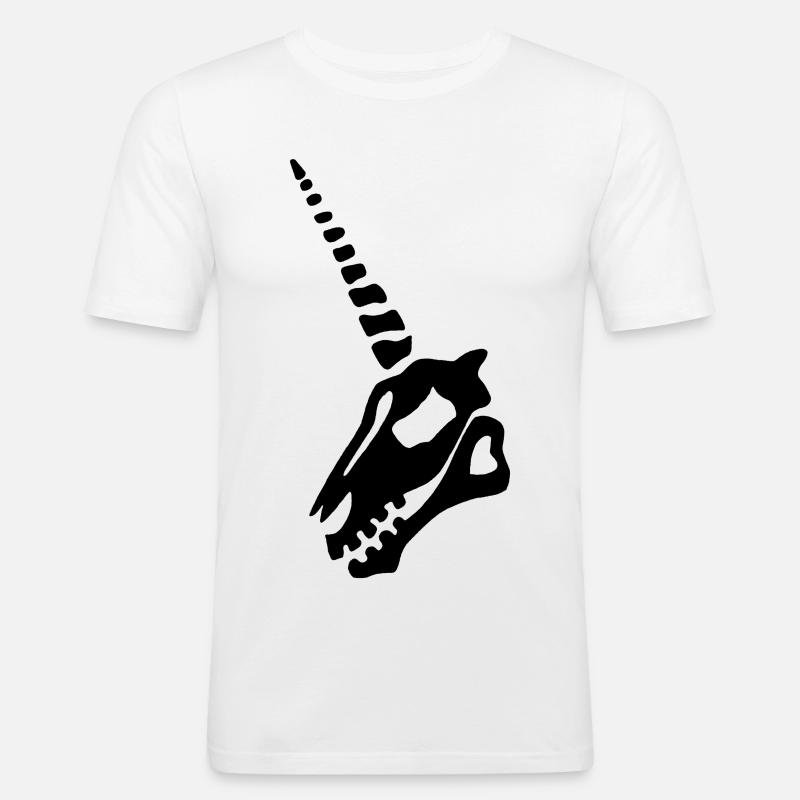 schwarzer Einhornschädel - Männer Slim Fit T-Shirt - Weiß