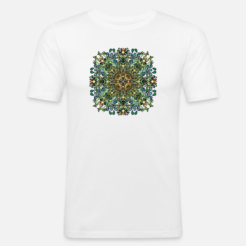 Mandala | Bunt | Leben | Geschenkidee - Männer Slim Fit T-Shirt - Weiß