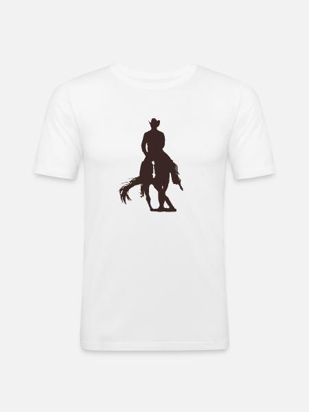 Spin - Cowboy - Männer Slim Fit T-Shirt - Weiß