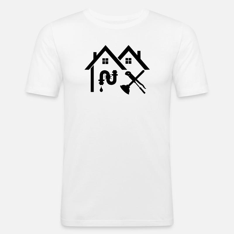 Klempnerfirma Home Leakage versteckt - Männer Slim Fit T-Shirt - Weiß