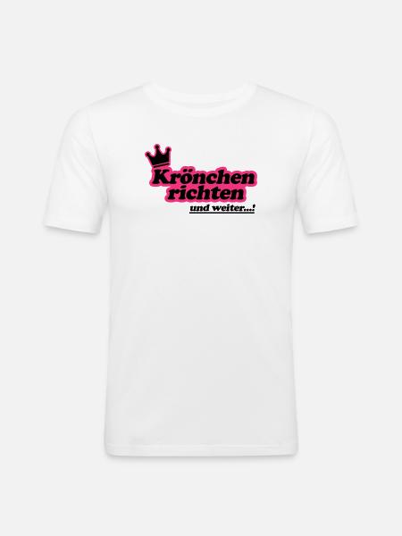 Krönchen richten 2Farben - Männer Slim Fit T-Shirt - Weiß