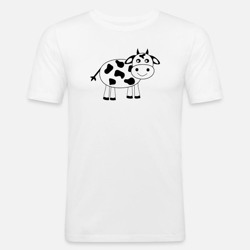 Kuh schwarz Comic - Männer Slim Fit T-Shirt - Weiß