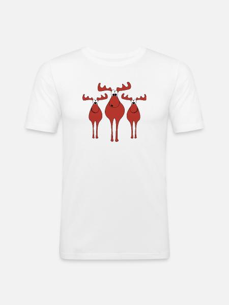 Noël de l’orignal - T-shirt près du corps Homme - blanc