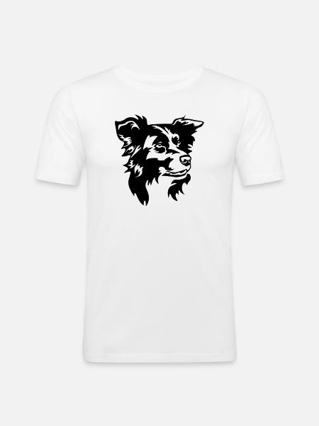 Border Collie Head - Men's Slim Fit T-Shirt - white