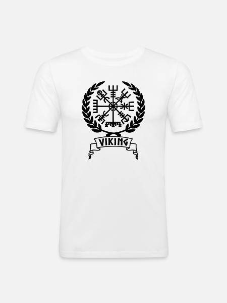 Vegvisir Viking compass in Vikng banner - Men's Slim Fit T-Shirt - white