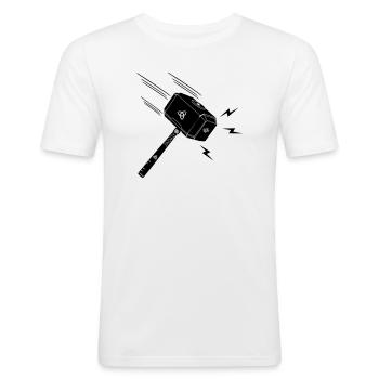 Marteau de thor Thor s marteau Mjolnir foudre stral - T-shirt près du corps Homme - blanc - Devant - Nik (191cm)