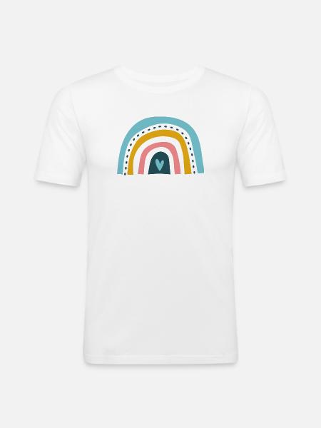 Rainbow with heart - Men's Slim Fit T-Shirt - white