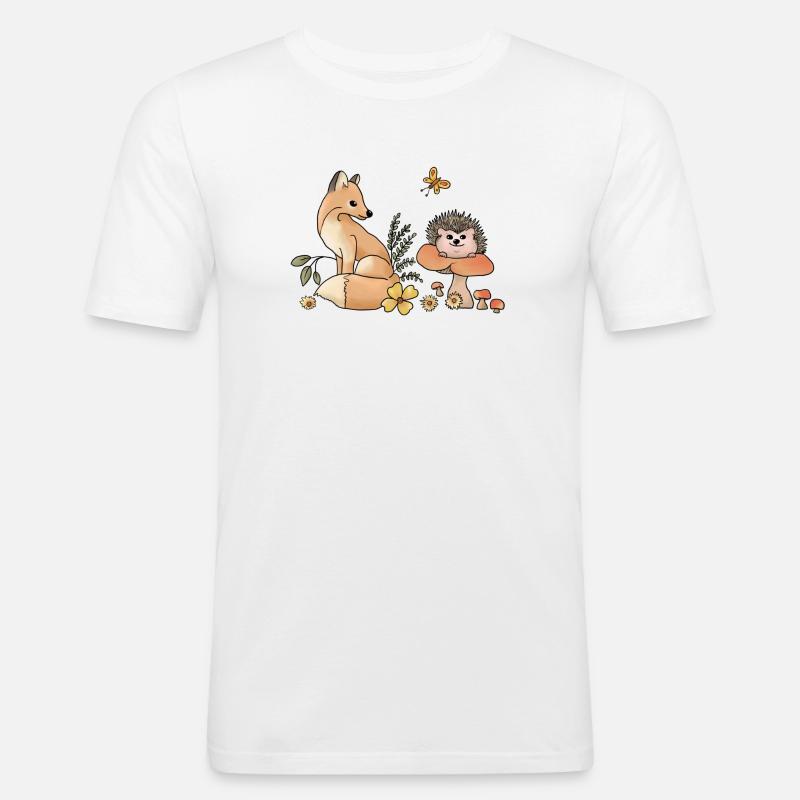 Fuchs und Igel - Männer Slim Fit T-Shirt - Weiß