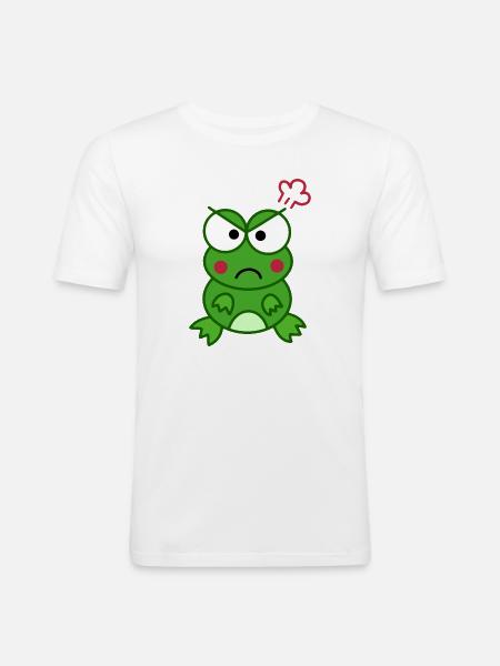 Angry Frog – Cartoon Frog Design - Men's Slim Fit T-Shirt - white