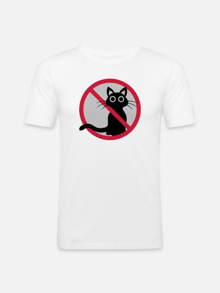 Signe interdit de chat - T-shirt près du corps Homme - blanc