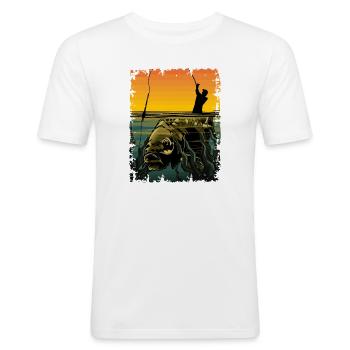 Karpfenfischen-Design Schwimmerfischen Angler Geschenk - Männer Slim Fit T-Shirt - Weiß - Vorne - Nik (191cm)