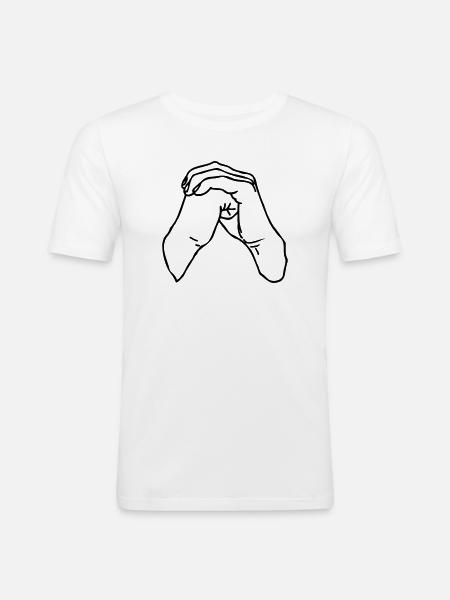 Handen martial art groet Taekwondo - Mannen slim fit T-shirt - wit